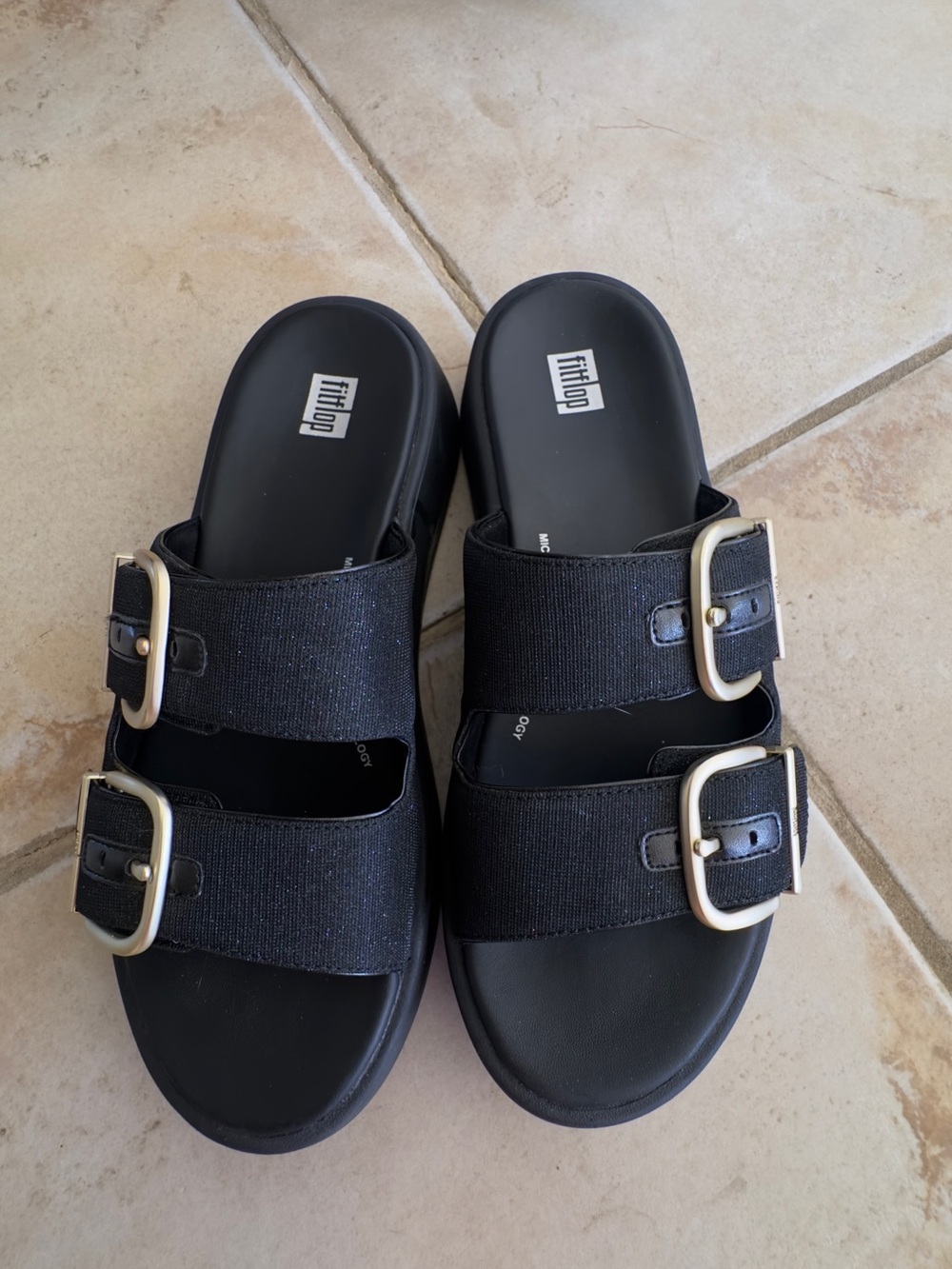 FitFlop Women's Gen-FF Buckle Two-Bar Leather Slides